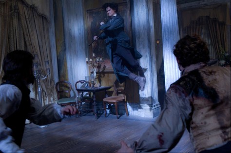 Abraham Lincoln (Benjamin Walker) in a battle against the undead in ABRAHAM LINCOLN: VAMPIRE HUNTER (photo by Stephen Vaughan, courtesy of Twentieth Century Fox Film Corporation. © 2012. All rights reserved.)